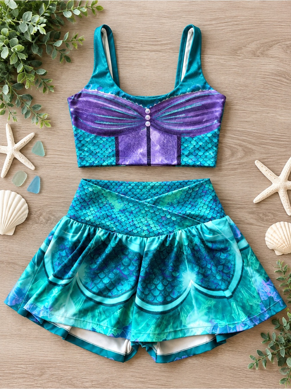 Disney Ariel 2 piece set - womens set. Shorts crisscross and top crosses in back